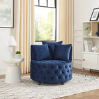 Fauteuil d'appoint pivotant moderne en velours bleu capitonné avec roulettes - Usage unique