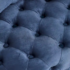 Fauteuil d'appoint pivotant moderne en velours bleu capitonné avec roulettes - Usage unique