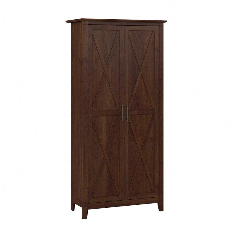 Armoire haute de rangement avec 2 portes et étagères réglables, en Chêne blanc pur / Merisier / Gris Cap Cod / Gris délavé / Chêne blanc lin / Gris Shiplap / Pin recyclé de ferme