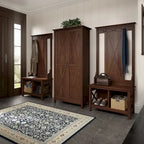 Armoire haute de rangement avec 2 portes et étagères réglables, en Chêne blanc pur / Merisier / Gris Cap Cod / Gris délavé / Chêne blanc lin / Gris Shiplap / Pin recyclé de ferme