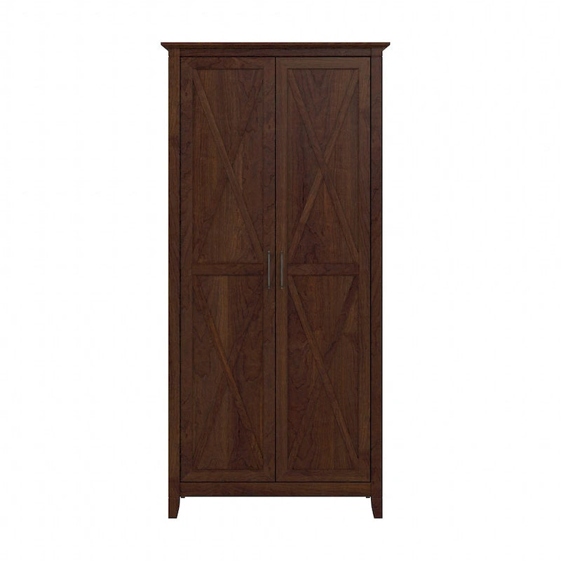 Armoire haute de rangement avec 2 portes et étagères réglables, en Chêne blanc pur / Merisier / Gris Cap Cod / Gris délavé / Chêne blanc lin / Gris Shiplap / Pin recyclé de ferme