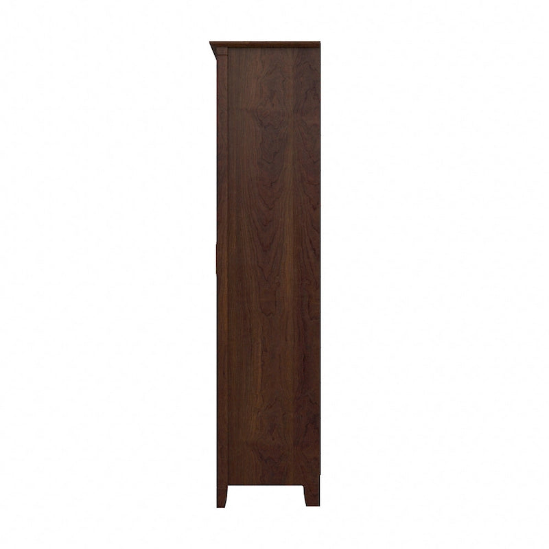 Armoire haute de rangement avec 2 portes et étagères réglables, en Chêne blanc pur / Merisier / Gris Cap Cod / Gris délavé / Chêne blanc lin / Gris Shiplap / Pin recyclé de ferme
