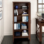 Armoire haute de rangement avec 2 portes et étagères réglables, en Chêne blanc pur / Merisier / Gris Cap Cod / Gris délavé / Chêne blanc lin / Gris Shiplap / Pin recyclé de ferme