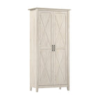 Armoire haute de rangement avec 2 portes et étagères réglables, en Chêne blanc pur / Merisier / Gris Cap Cod / Gris délavé / Chêne blanc lin / Gris Shiplap / Pin recyclé de ferme