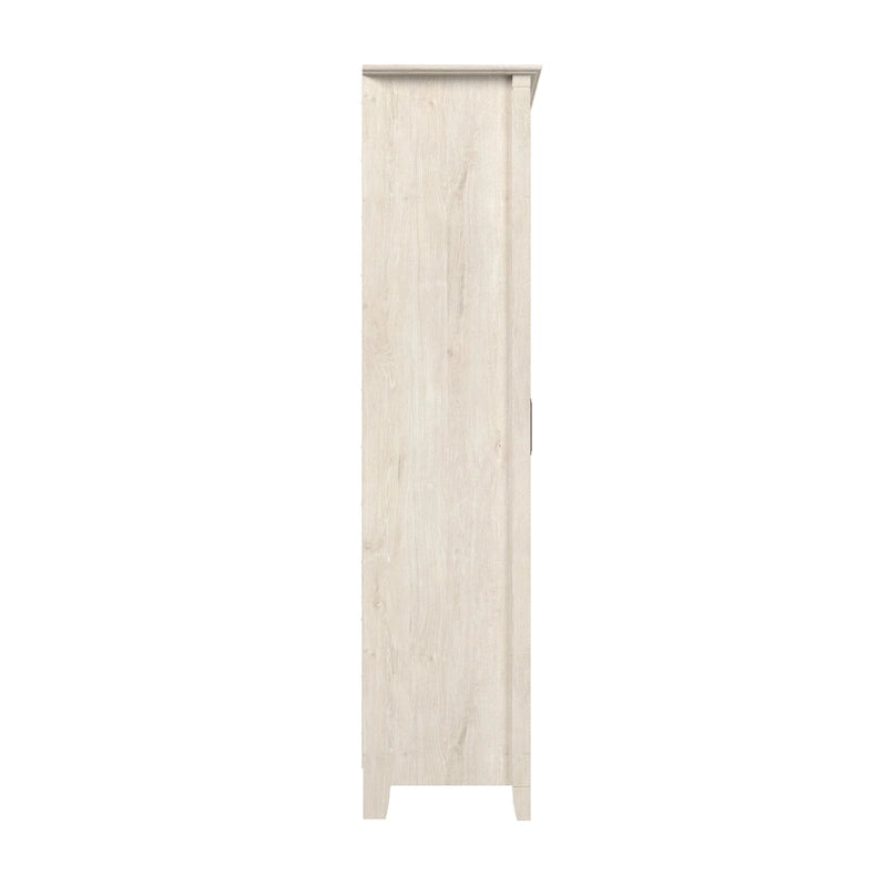Armoire haute de rangement avec 2 portes et étagères réglables, en Chêne blanc pur / Merisier / Gris Cap Cod / Gris délavé / Chêne blanc lin / Gris Shiplap / Pin recyclé de ferme