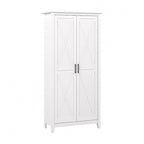 Armoire haute de rangement avec 2 portes et étagères réglables, en Chêne blanc pur / Merisier / Gris Cap Cod / Gris délavé / Chêne blanc lin / Gris Shiplap / Pin recyclé de ferme