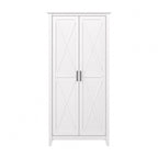 Armoire haute de rangement avec 2 portes et étagères réglables, en Chêne blanc pur / Merisier / Gris Cap Cod / Gris délavé / Chêne blanc lin / Gris Shiplap / Pin recyclé de ferme