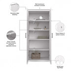 Armoire haute de rangement avec 2 portes et étagères réglables, en Chêne blanc pur / Merisier / Gris Cap Cod / Gris délavé / Chêne blanc lin / Gris Shiplap / Pin recyclé de ferme