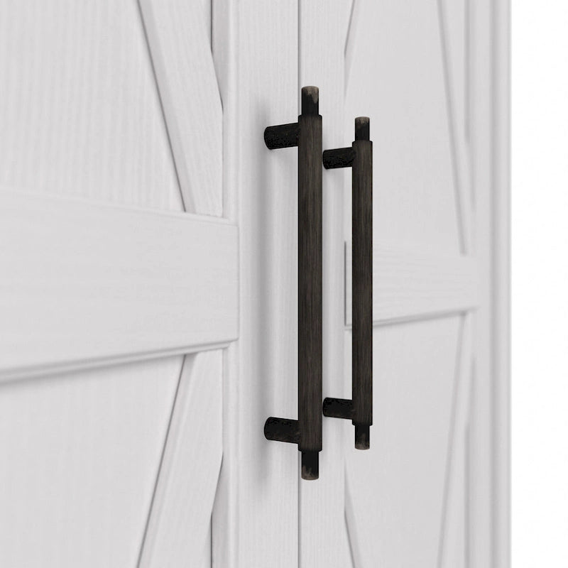 Armoire haute de rangement avec 2 portes et étagères réglables, en Chêne blanc pur / Merisier / Gris Cap Cod / Gris délavé / Chêne blanc lin / Gris Shiplap / Pin recyclé de ferme