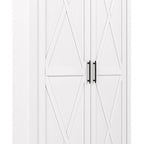 Armoire haute de rangement avec 2 portes et étagères réglables, en Chêne blanc pur / Merisier / Gris Cap Cod / Gris délavé / Chêne blanc lin / Gris Shiplap / Pin recyclé de ferme