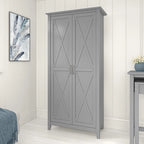 Armoire haute de rangement avec 2 portes et étagères réglables, en Chêne blanc pur / Merisier / Gris Cap Cod / Gris délavé / Chêne blanc lin / Gris Shiplap / Pin recyclé de ferme