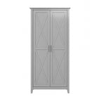 Armoire haute de rangement avec 2 portes et étagères réglables, en Chêne blanc pur / Merisier / Gris Cap Cod / Gris délavé / Chêne blanc lin / Gris Shiplap / Pin recyclé de ferme