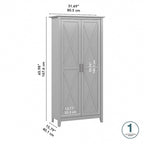 Armoire haute de rangement avec 2 portes et étagères réglables, en Chêne blanc pur / Merisier / Gris Cap Cod / Gris délavé / Chêne blanc lin / Gris Shiplap / Pin recyclé de ferme