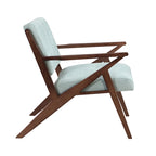Fauteuil d'appoint vert du milieu du siècle en tissu avec pieds en bois inclinés - Usage unique