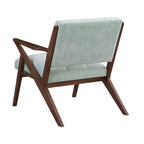 Fauteuil d'appoint vert du milieu du siècle en tissu avec pieds en bois inclinés - Usage unique