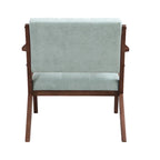 Fauteuil d'appoint vert du milieu du siècle en tissu avec pieds en bois inclinés - Usage unique
