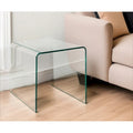 Table d'appoint minimaliste à bords arrondis en verre trempé transparent - Usage unique