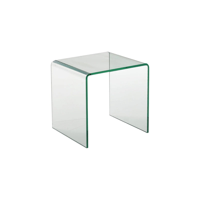 Table d'appoint minimaliste à bords arrondis en verre trempé transparent - Usage unique