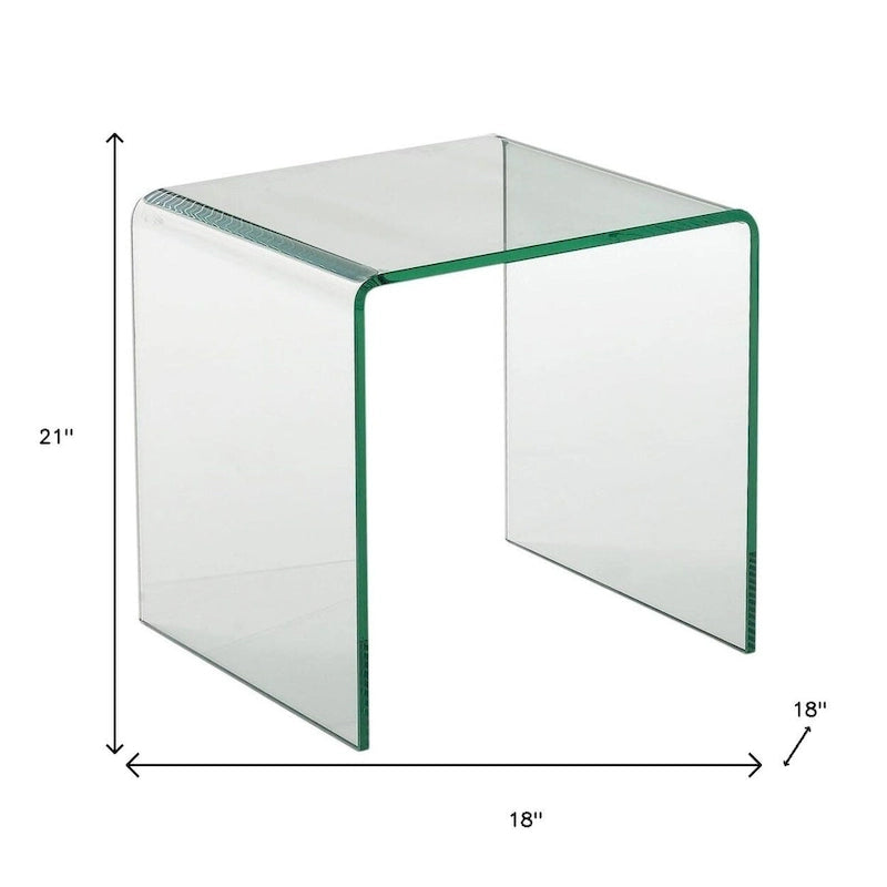 Table d'appoint minimaliste à bords arrondis en verre trempé transparent - Usage unique