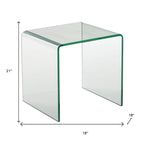 Table d'appoint minimaliste à bords arrondis en verre trempé transparent - Usage unique