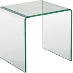 Table d'appoint minimaliste à bords arrondis en verre trempé transparent - Usage unique
