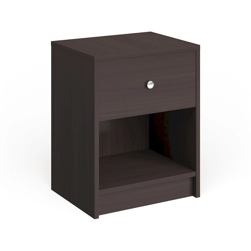 Table de chevet scandinave à 1 tiroir avec étagère ouverte - Café / Gris / Blanc / Noir / Noyer Jackson / Chêne Truffe - Usage unique