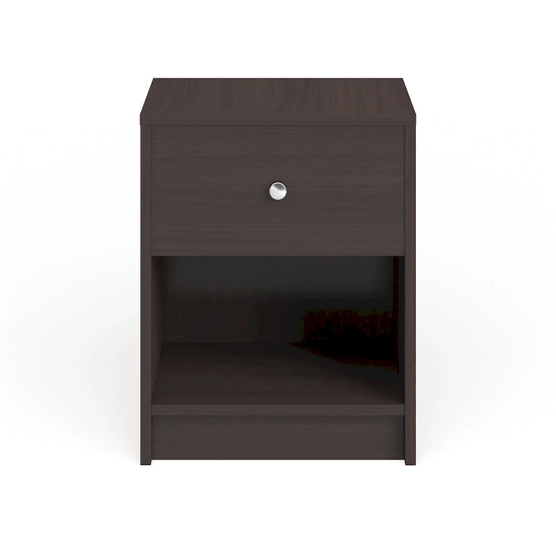 Table de chevet scandinave à 1 tiroir avec étagère ouverte - Café / Gris / Blanc / Noir / Noyer Jackson / Chêne Truffe - Usage unique