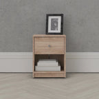 Table de chevet scandinave à 1 tiroir avec étagère ouverte - Café / Gris / Blanc / Noir / Noyer Jackson / Chêne Truffe - Usage unique