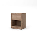 Table de chevet scandinave à 1 tiroir avec étagère ouverte - Café / Gris / Blanc / Noir / Noyer Jackson / Chêne Truffe - Usage unique