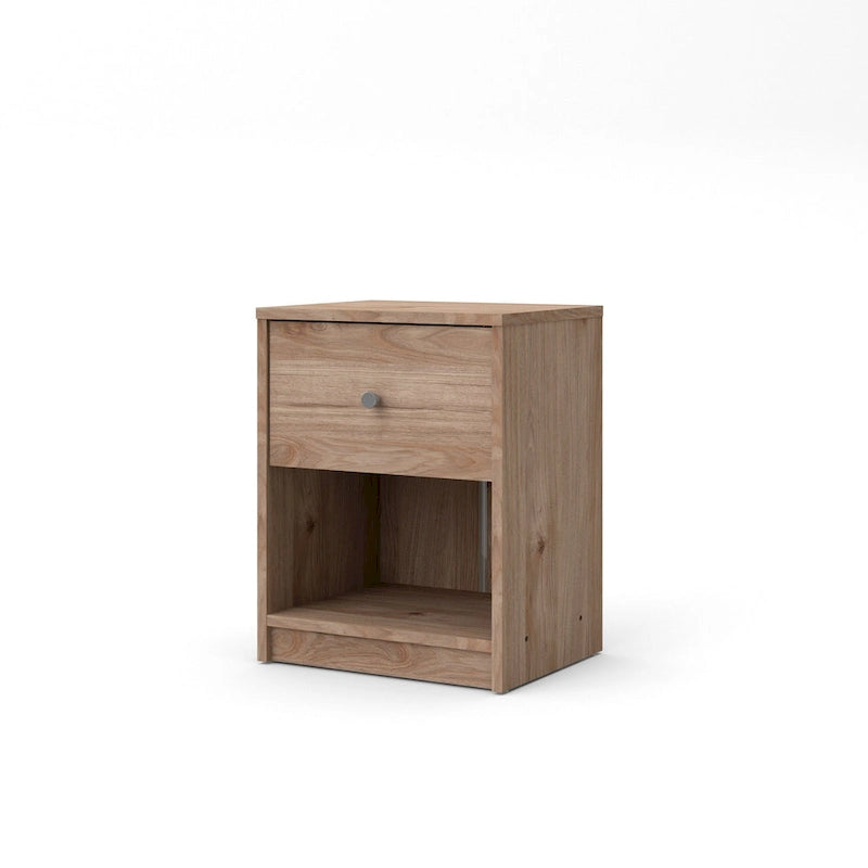 Table de chevet scandinave à 1 tiroir avec étagère ouverte - Café / Gris / Blanc / Noir / Noyer Jackson / Chêne Truffe - Usage unique