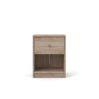 Table de chevet scandinave à 1 tiroir avec étagère ouverte - Café / Gris / Blanc / Noir / Noyer Jackson / Chêne Truffe - Usage unique