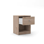 Table de chevet scandinave à 1 tiroir avec étagère ouverte - Café / Gris / Blanc / Noir / Noyer Jackson / Chêne Truffe - Usage unique