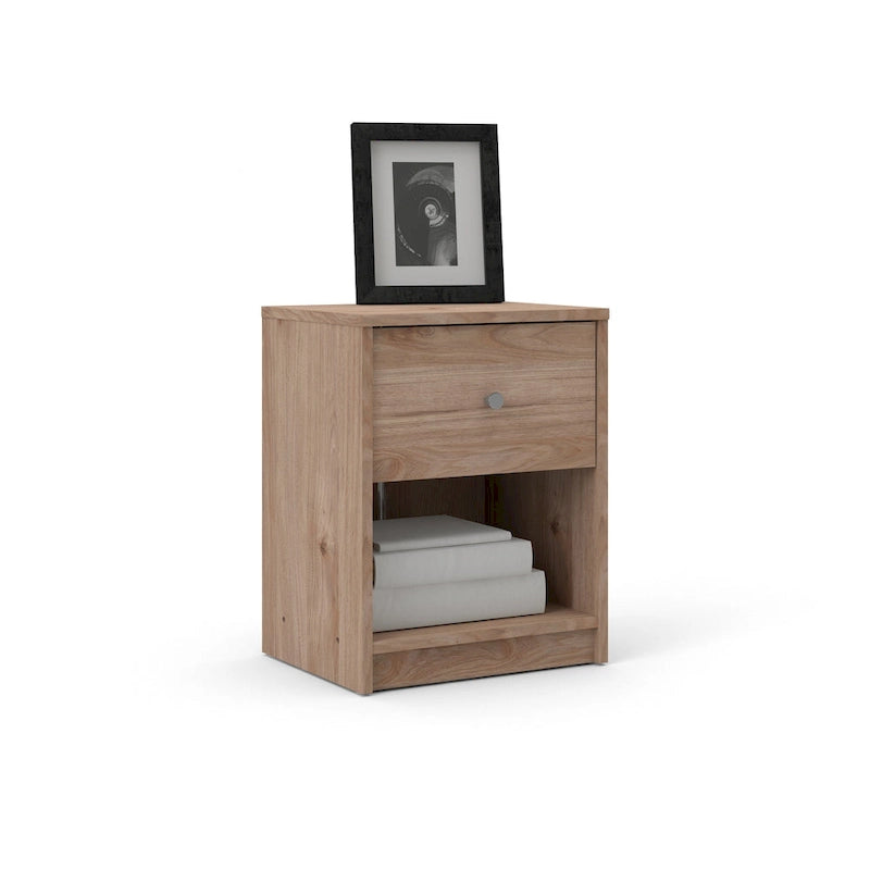 Table de chevet scandinave à 1 tiroir avec étagère ouverte - Café / Gris / Blanc / Noir / Noyer Jackson / Chêne Truffe - Usage unique