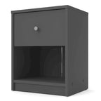 Table de chevet scandinave à 1 tiroir avec étagère ouverte - Café / Gris / Blanc / Noir / Noyer Jackson / Chêne Truffe - Usage unique