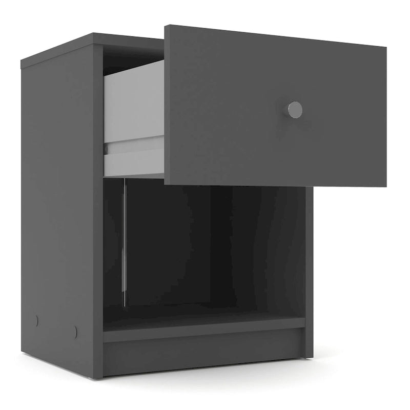 Table de chevet scandinave à 1 tiroir avec étagère ouverte - Café / Gris / Blanc / Noir / Noyer Jackson / Chêne Truffe - Usage unique