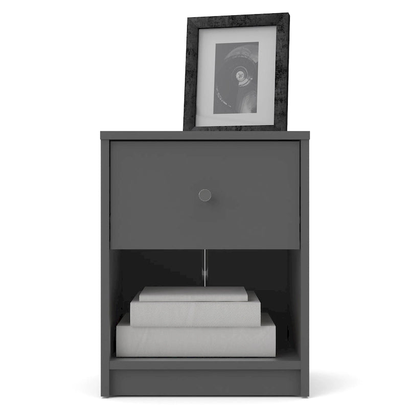 Table de chevet scandinave à 1 tiroir avec étagère ouverte - Café / Gris / Blanc / Noir / Noyer Jackson / Chêne Truffe - Usage unique
