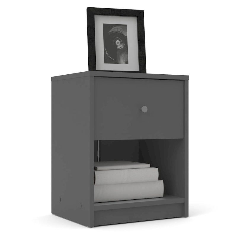 Table de chevet scandinave à 1 tiroir avec étagère ouverte - Café / Gris / Blanc / Noir / Noyer Jackson / Chêne Truffe - Usage unique