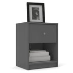 Table de chevet scandinave à 1 tiroir avec étagère ouverte - Café / Gris / Blanc / Noir / Noyer Jackson / Chêne Truffe - Usage unique
