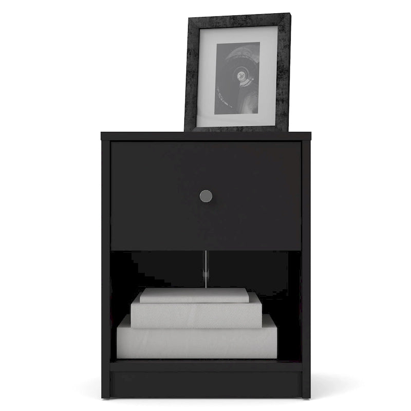 Table de chevet scandinave à 1 tiroir avec étagère ouverte - Café / Gris / Blanc / Noir / Noyer Jackson / Chêne Truffe - Usage unique