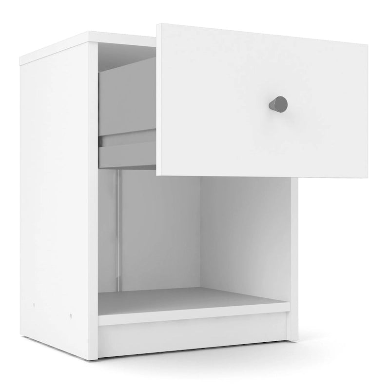 Table de chevet scandinave à 1 tiroir avec étagère ouverte - Café / Gris / Blanc / Noir / Noyer Jackson / Chêne Truffe - Usage unique