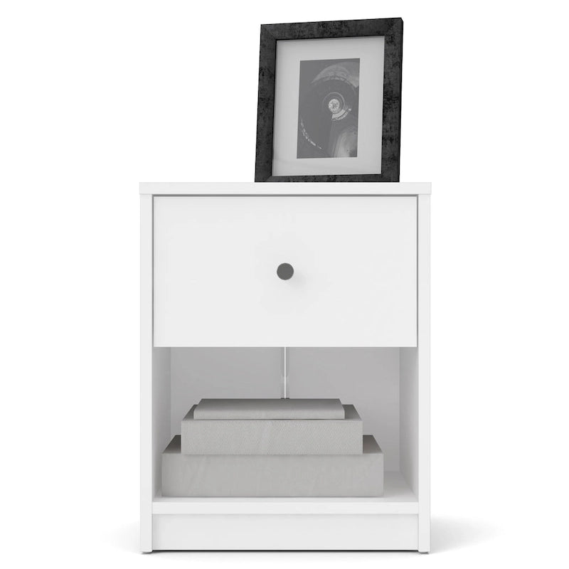 Table de chevet scandinave à 1 tiroir avec étagère ouverte - Café / Gris / Blanc / Noir / Noyer Jackson / Chêne Truffe - Usage unique