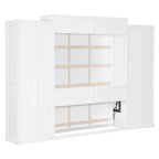 Lit escamotable Queen blanc avec armoires, tiroirs et bureau – Convient à 2 personnes