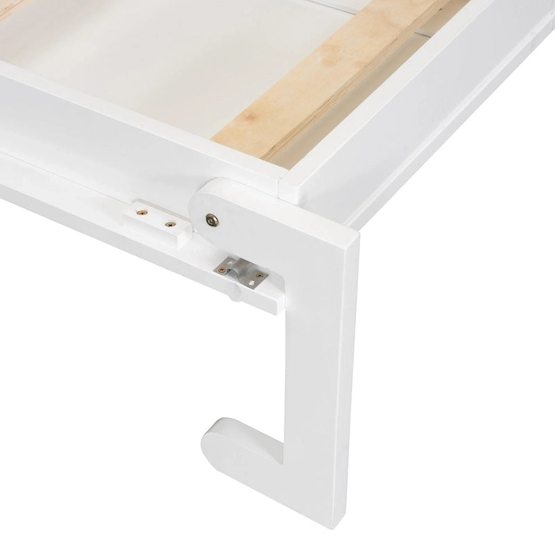 Lit escamotable Queen blanc avec armoires, tiroirs et bureau – Convient à 2 personnes