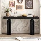Console en placage d'acacia noir/beige, style moderne minimaliste, avec silhouette incurvée