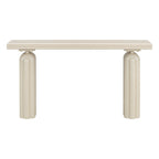 Console en placage d'acacia noir/beige, style moderne minimaliste, avec silhouette incurvée