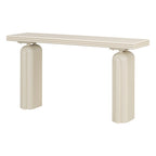 Console en placage d'acacia noir/beige, style moderne minimaliste, avec silhouette incurvée