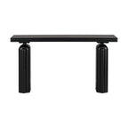 Console en placage d'acacia noir/beige, style moderne minimaliste, avec silhouette incurvée