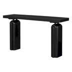 Console en placage d'acacia noir/beige, style moderne minimaliste, avec silhouette incurvée