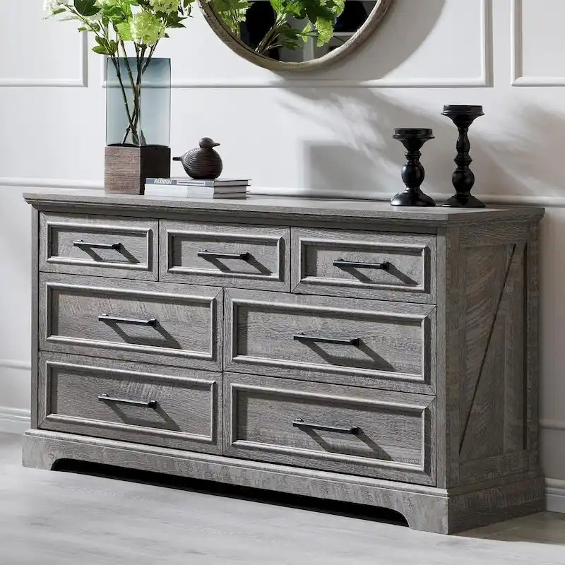 Commode de ferme à 7 tiroirs blanche/grise/noire - Usage unique