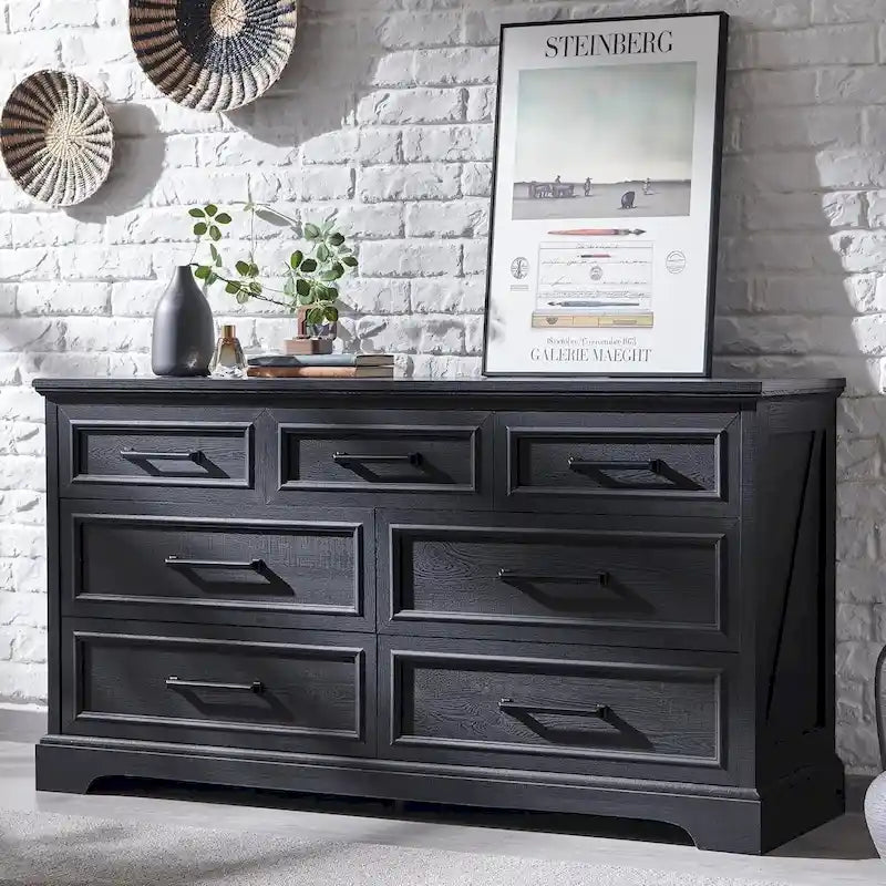 Commode de ferme à 7 tiroirs blanche/grise/noire - Usage unique